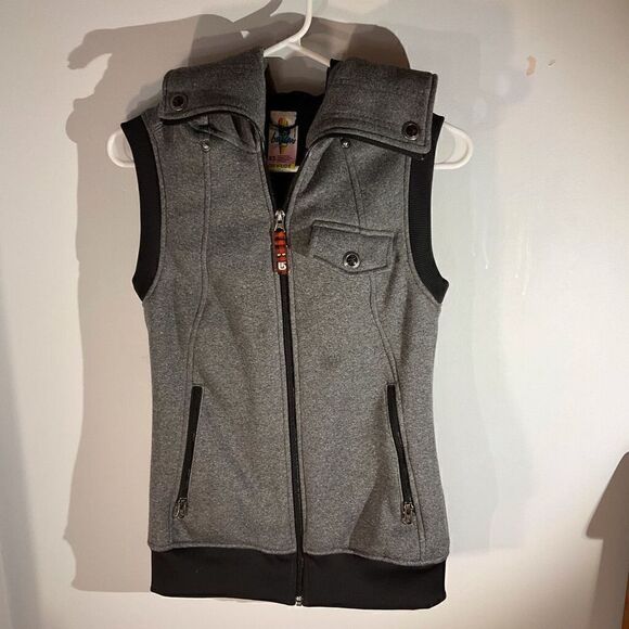 Burton Dry Ride hooded Ski Vest, XS, grey. Puffy, but slimming! Ski/snowboard - Picture 6 of 8